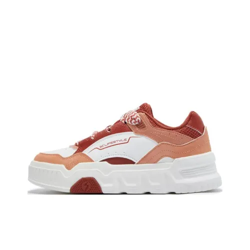 361° Lightweight Support Height Increasing Low Top Skateboard Shoes Women's White Red