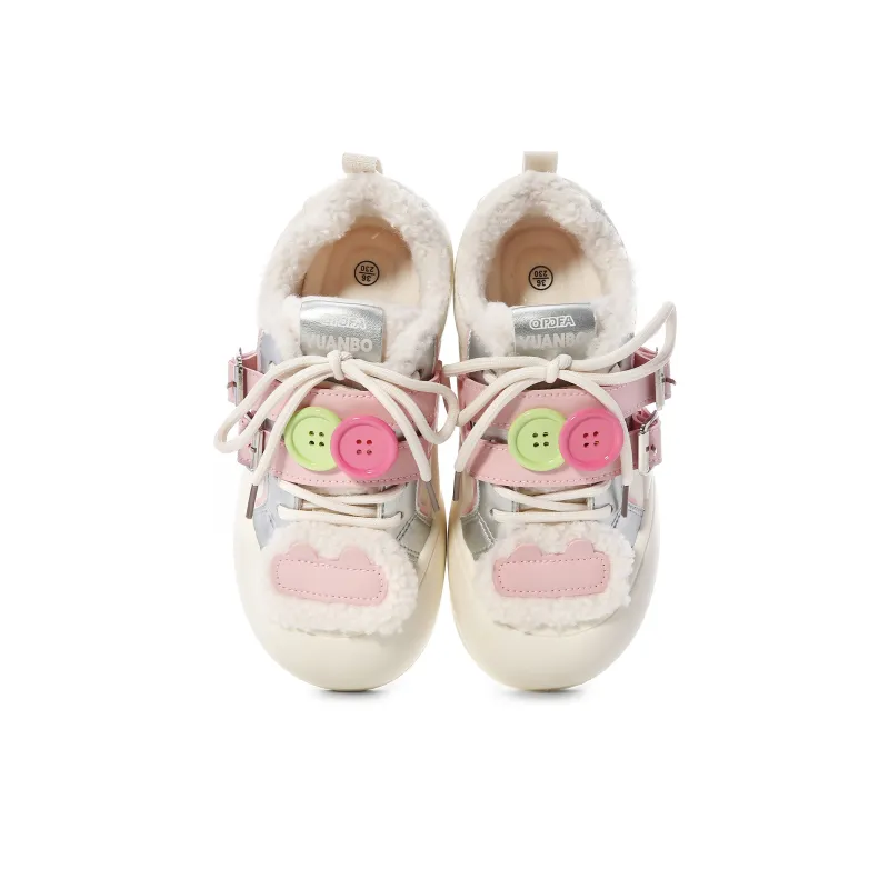 Lovely You Warm Lightweight And Wear Resistant Low Top Skateboard Shoes Women's Beige Silver Pink-33
