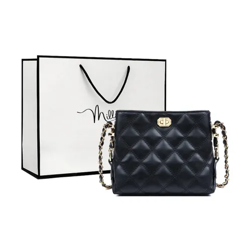 MILLIE'S Cow Leather Underarm Shoulder Bag, Crossbody Bag Medium Size Women's Black