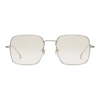 GUCCI Metal Irregular Shape Sunglasses Men's Silver