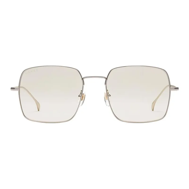 GUCCI Metal Irregular Shape Sunglasses Men's Silver-0