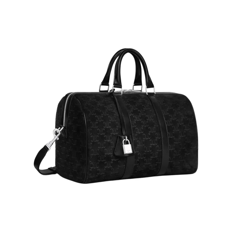 CELINE Triomphe Suede Calfskin Travel Bag Men's Black-1
