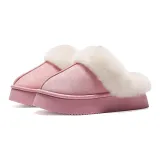 1559 Pink, Platform Closed Toe Faux Fur Puffer Shoes