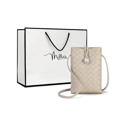 MILLIE'S Cow Leather With Synthetic Leather Underarm Shoulder Bag, Crossbody Bag Trumpets Women's Ecru