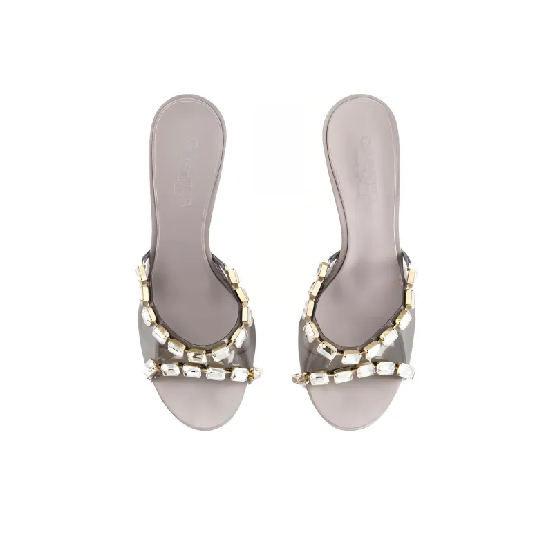 GIAMBATTISTA VALLI Slide Slippers 9cm Women's Gray-3