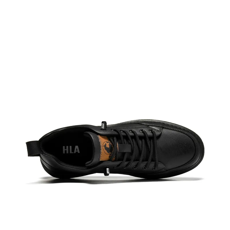 HLA Men's Casual Shoes Men Mid Top Black/Brown-43