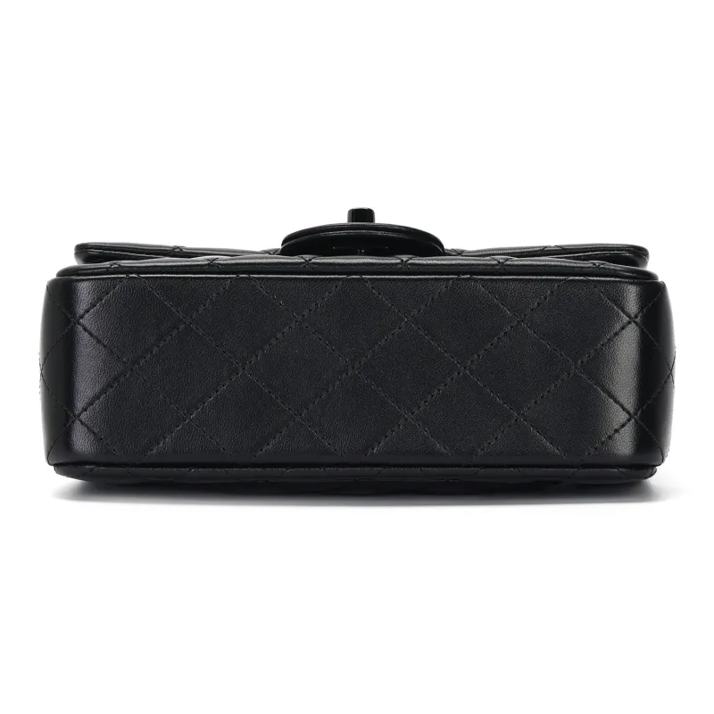 CHANEL Classic Flap CF Leather Crossbody Handbag Women's Black-3