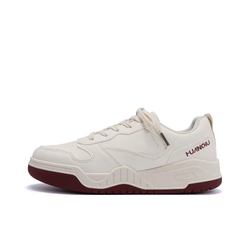 HUANQIU Height Increasing Anti Slip And Wear Resistant Low Top Skateboard Shoes Men's Beige Burgundy