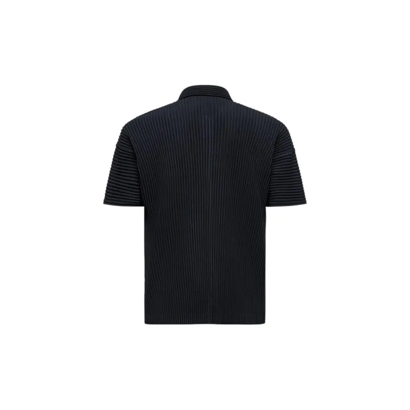 Homme Plissé Issey Miyake Pleated Split Neck Polo Shirt-1