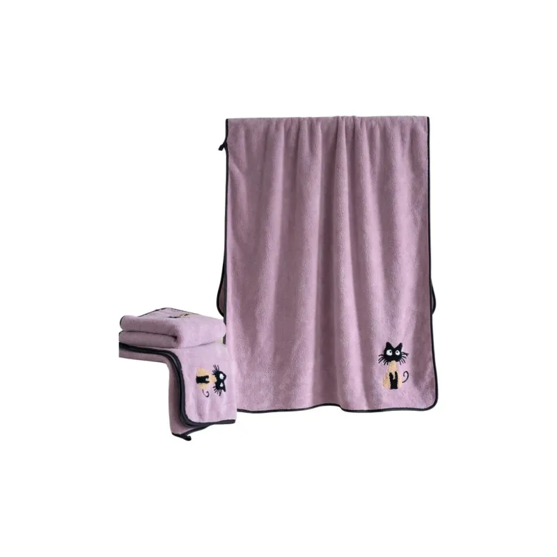 Fantti Towel Bath Towel Two Piece Set Embroidered Absorbent Non Shedding Washable Face Towel Unisex Home Use Bath Towel-12