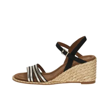 CAPRICE Breanna Strap Sandals 7.5cm Women's Black Silver