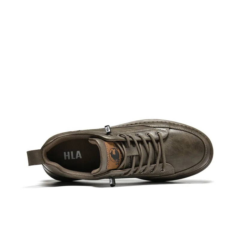 HLA Men's Casual Shoes Men Mid Top Black/Brown-48