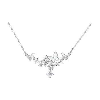 Disney Princess S925 Silver Necklaces Women's Silver White