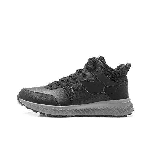 XTEP Slip Resistant Water Resistant Height Increasing High Top Casual Shoes Men's Black
