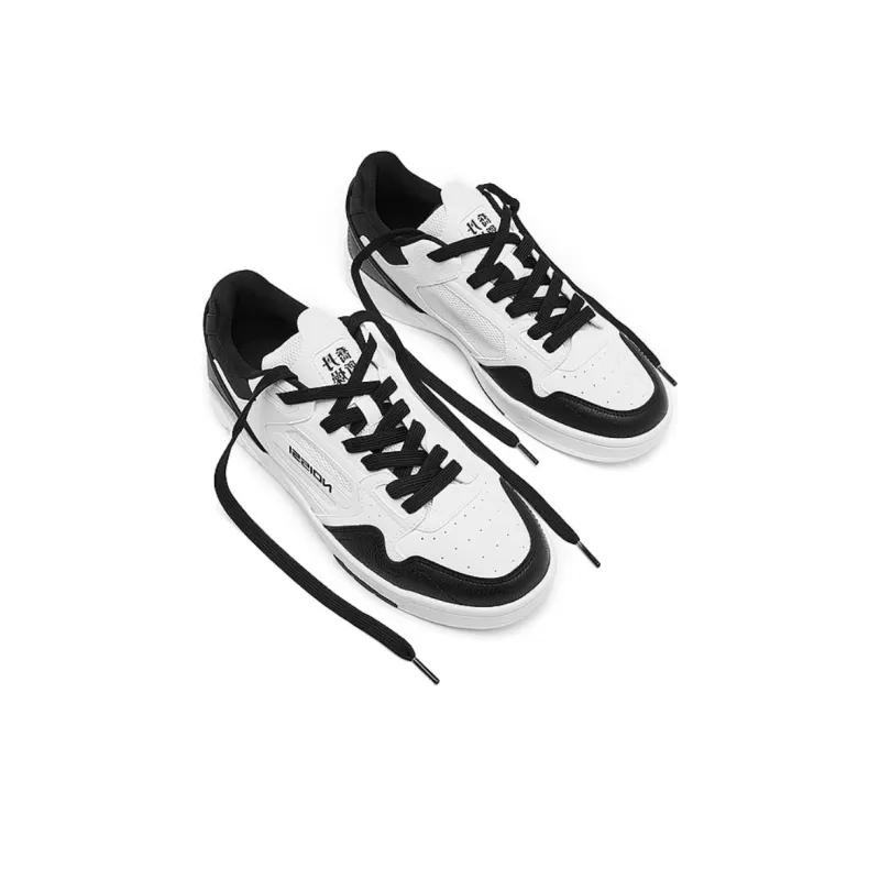 QIAODAN Abrasion Resistant Breathable Low Top Skateboard Shoes Men's White Black-5