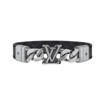 LOUIS VUITTON Leather Bangles Men's Silver