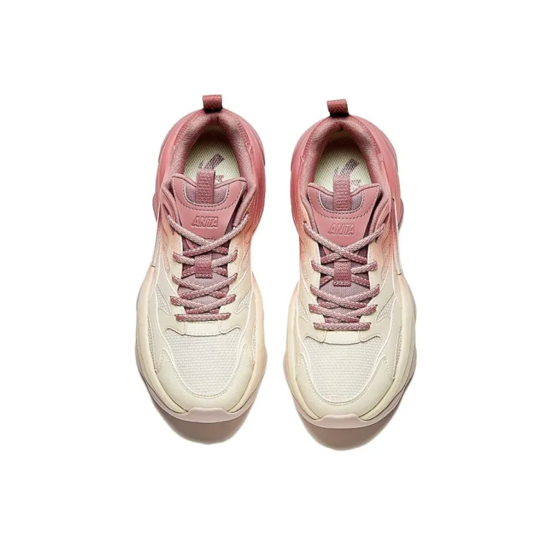Anta Good Things Happen Height Increasing Coverage Low Top Chunky Sneakers Women's White Red-2