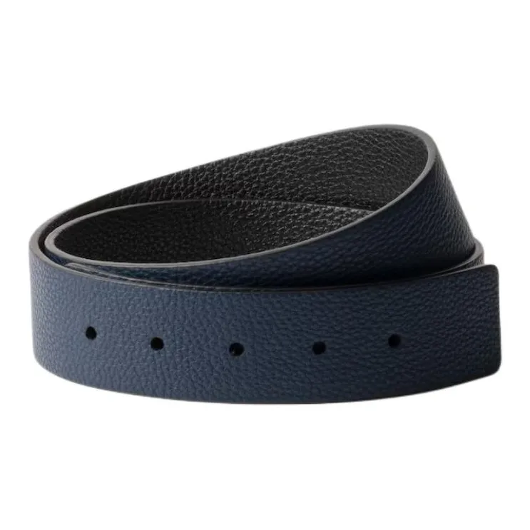PRADA Leather Belts Women's Sea Blue Width 3.5CM-0