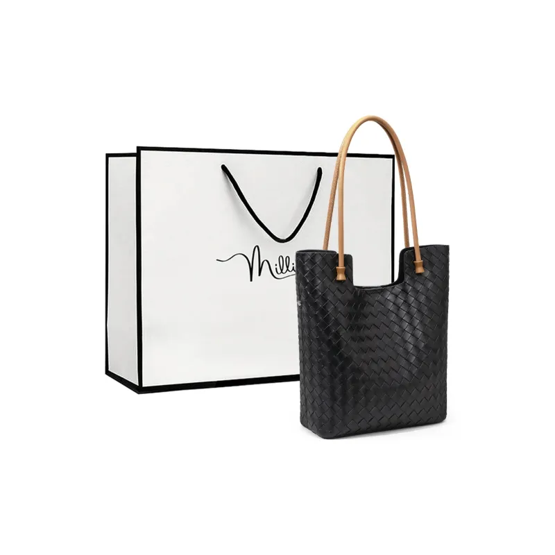 MILLIE'S Cow Leather With Synthetic Leather Handbag, Shoulder Bag, Bucket Bag Tubas Women's Black, Beige-3