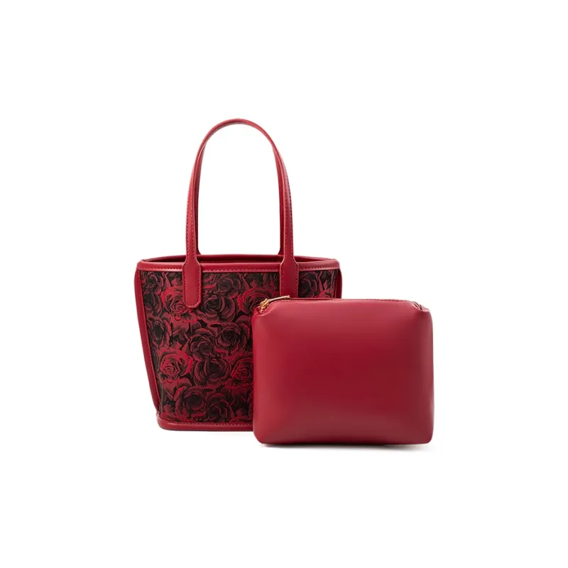 Vigno Synthetic Leather Woolen Handbag Combo Bag Regular Women's Red-27