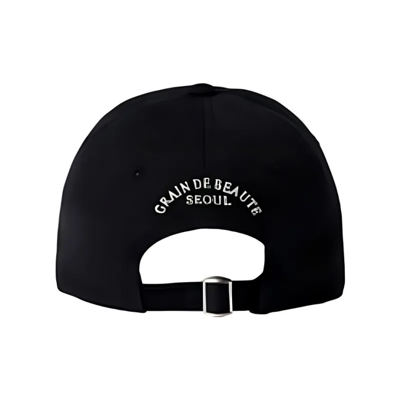 GRAIN DE BEAUTE Cotton Fabric Baseball Caps Unisex Black-2
