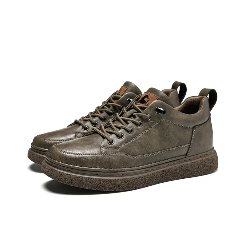 HLA Men's Casual Shoes Men Mid Top Black/Brown-47