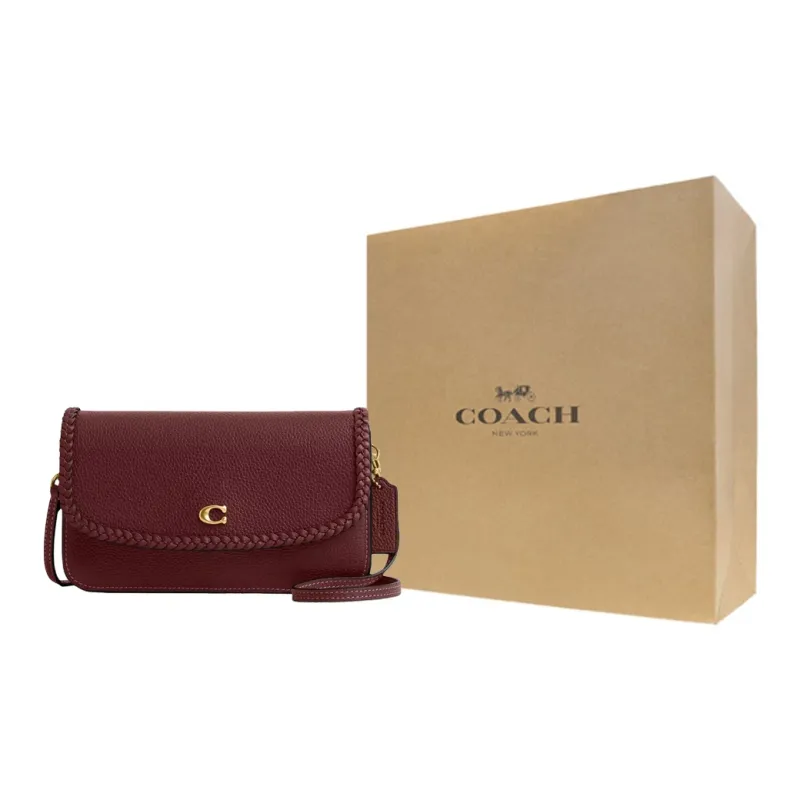COACH Hayden Polished Pebbled Leather Shoulder Bag Crossbody Bag Small Size Women's Brass & Brown Red-7