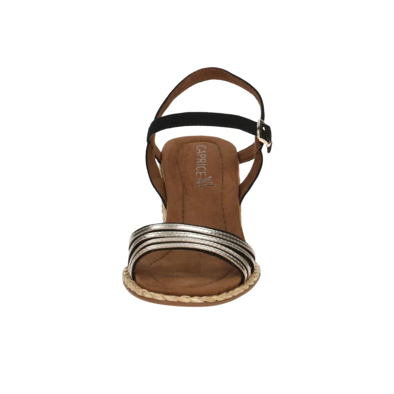 CAPRICE Breanna Strap Sandals 7.5cm Women's Black Silver-4