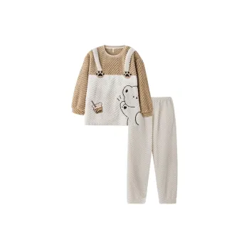 Inside The Orange Pajama Set Women's Ecru Bear