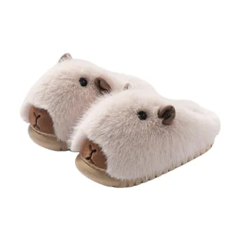 ECAC Cotton Slippers Winter Fashion Cute Capybara Cartoon Indoor Home Plush Platform Warm