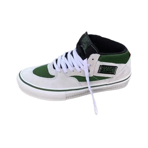 PIZZANISTA x Vans Half Cab Anti Slip Wear Resistant Mid Top Skateboard Shoes Unisex White Green Black