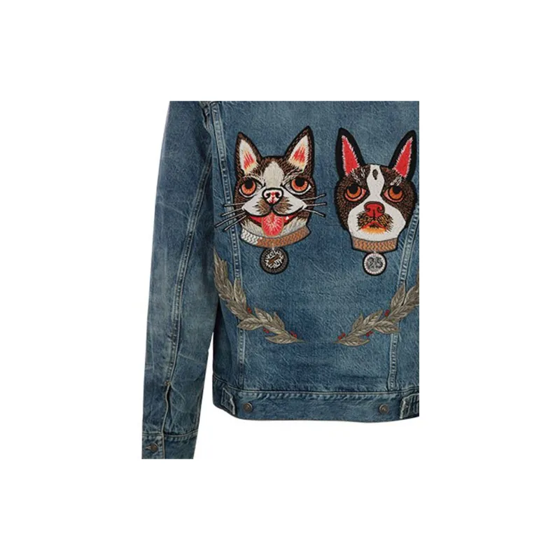 GUCCI Denim Jackets Men Blue-5
