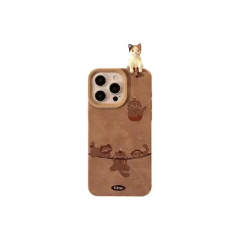 Cuttlefish Grid TPU Material Ins 3D Effect Kitten Niche Phone Case Compatible With Apple 16/15/14/13/12/11