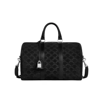 CELINE Triomphe Suede Calfskin Travel Bag Men's Black