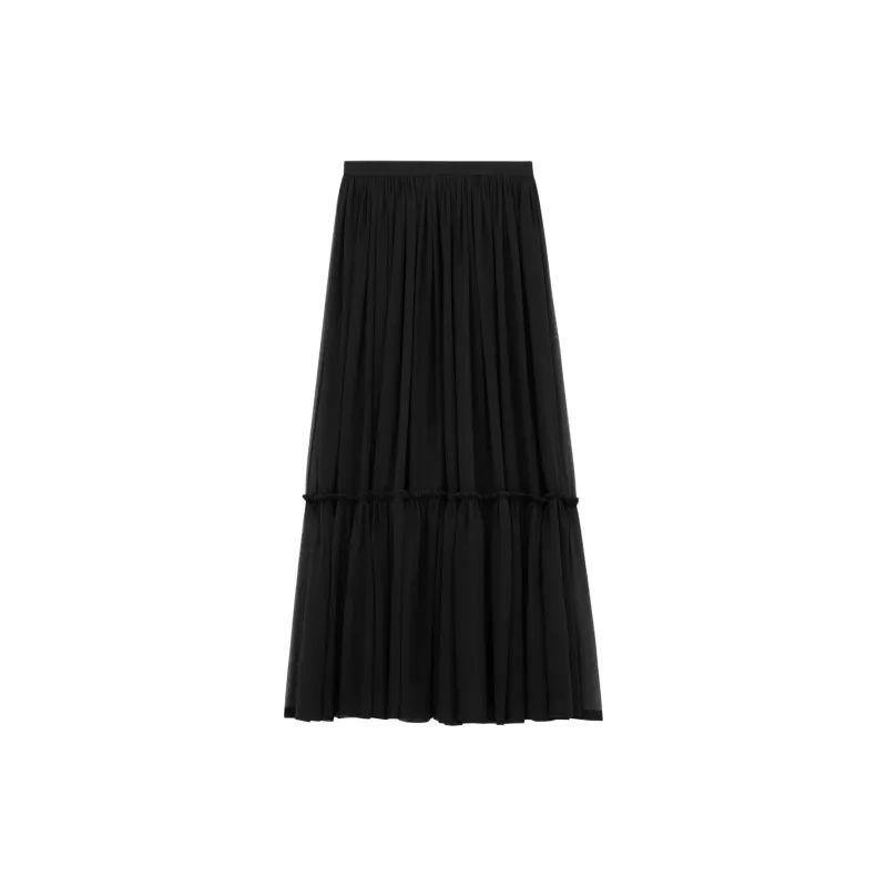 SAINT LAURENT Ruffled High Waist Long Skirt-1