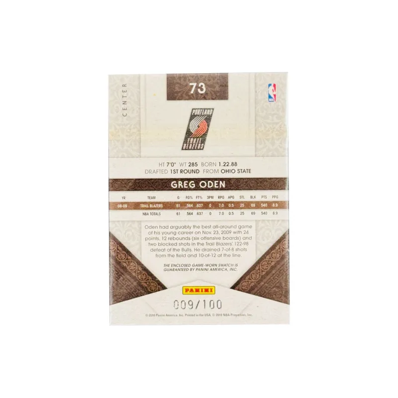 PANINI Greg, Odgen, Trail Blazers, Star, Physical Material Cut Special Card 100 Mesh, Good Condition Sports Cards 1 Pc-1