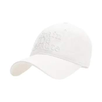 GRAIN DE BEAUTE Cotton Fabric Baseball Caps Unisex White