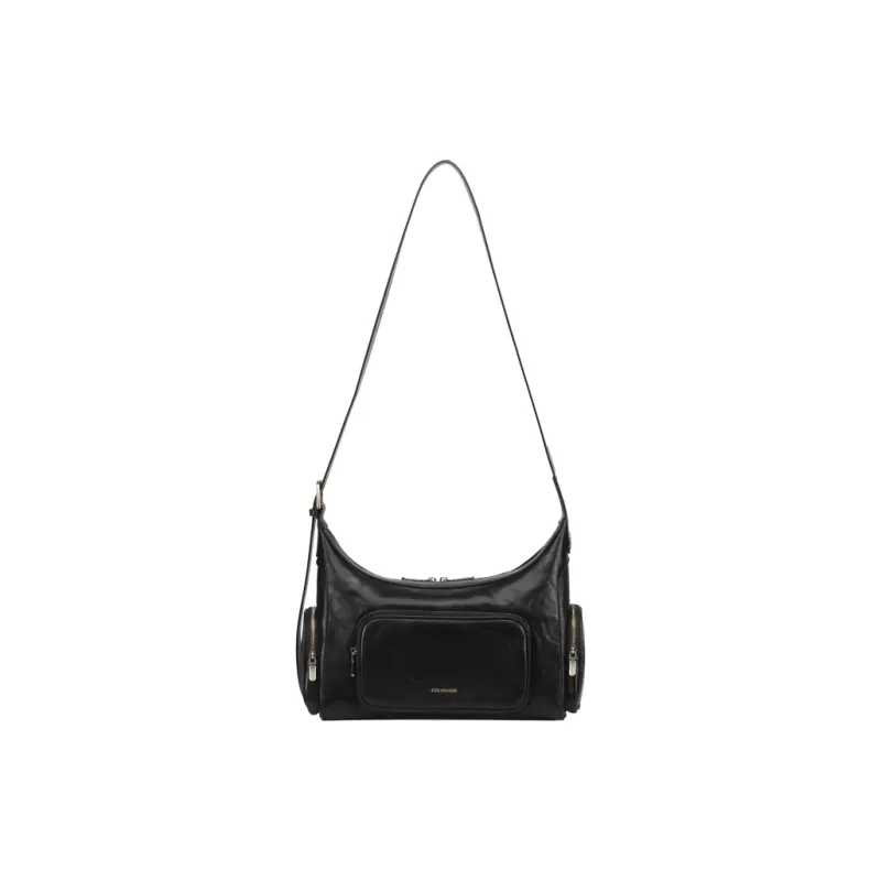 Tanita West Cow Leather Shoulder Bag Women's Black-0