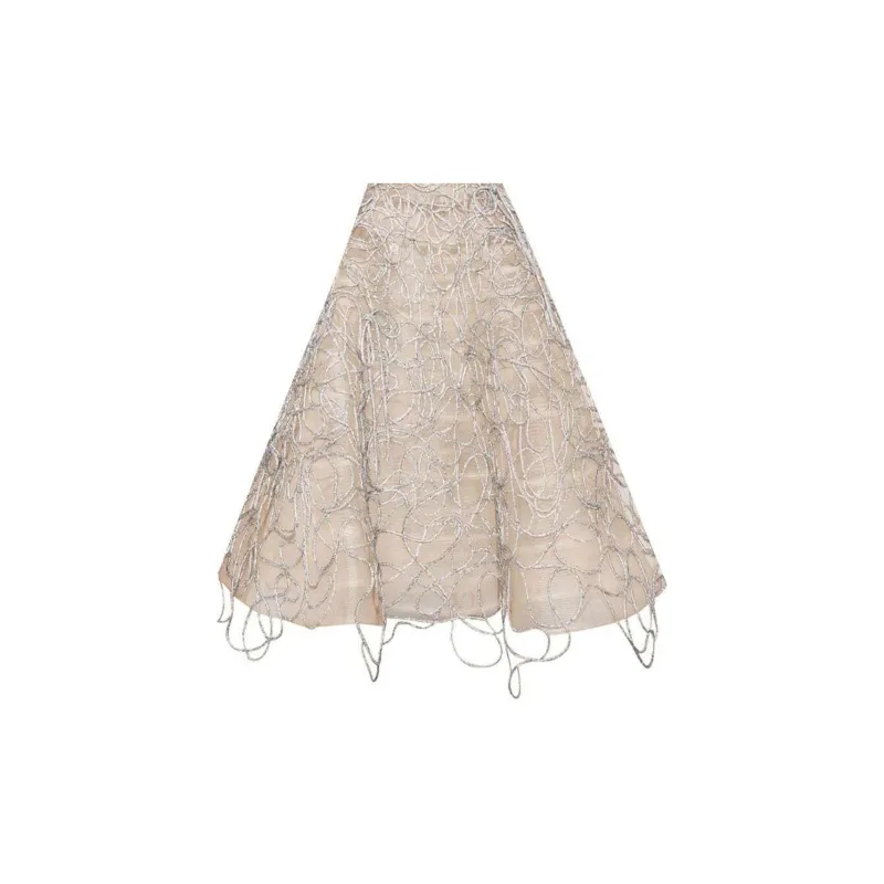 Oscar De La Renta Crystal Embroidered Cord Gown-5