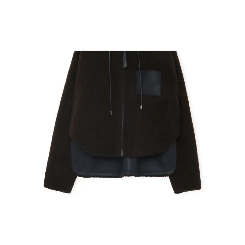 LOEWE Anagram-embossed Hooded Shearling Jacket-1