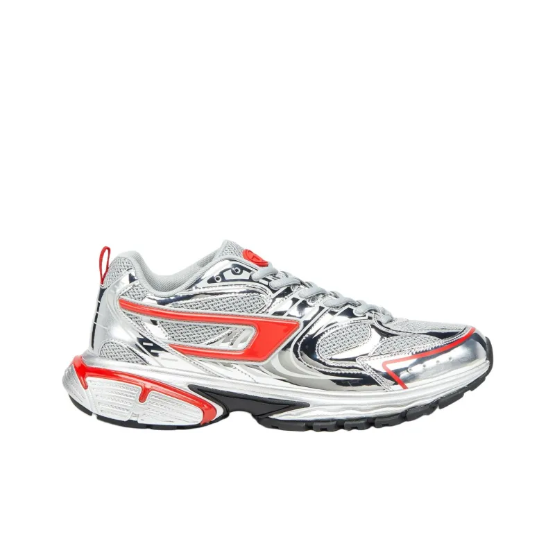 DIESEL S-Serendipity Pro-X1 Low-Top Casual Shoes Men's Silver Red-1