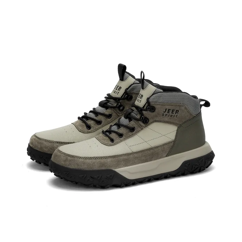 JEEP SPIRIT Outdoor Shoes Men High Top Natural Deer[Premium Texture Pig Leather]-3