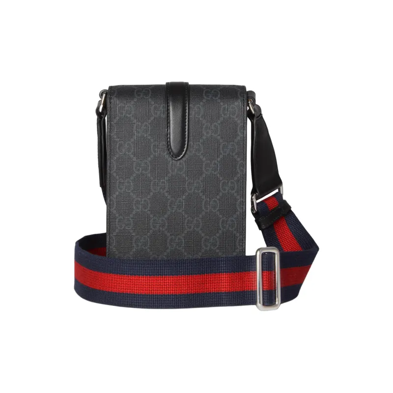 GUCCI Canvas With Leather Binding Crossbody Bag Shoulder Bag Extra Mini Men's Black-3