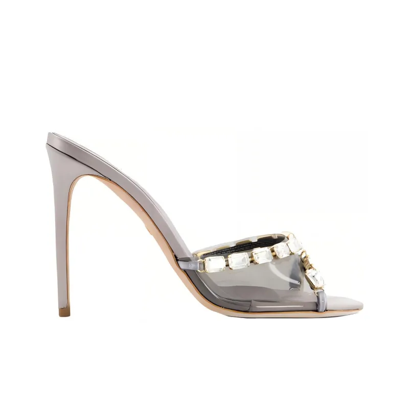 GIAMBATTISTA VALLI Slide Slippers 9cm Women's Gray-1
