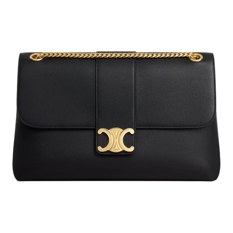 CELINE Victoire Calfskin Shoulder Bag Tubas Women's Black-1