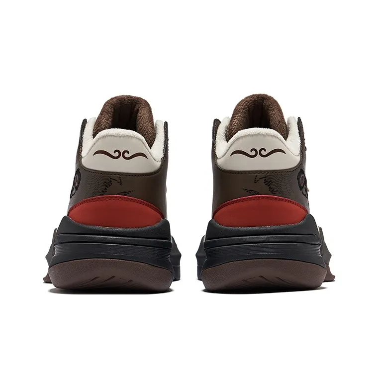 Erke Battery Panda 3V2 Warm Anti Slip And Wear Resistant Low Top Skateboard Shoes Men's Dark Sandalwood With Stone Gray-4