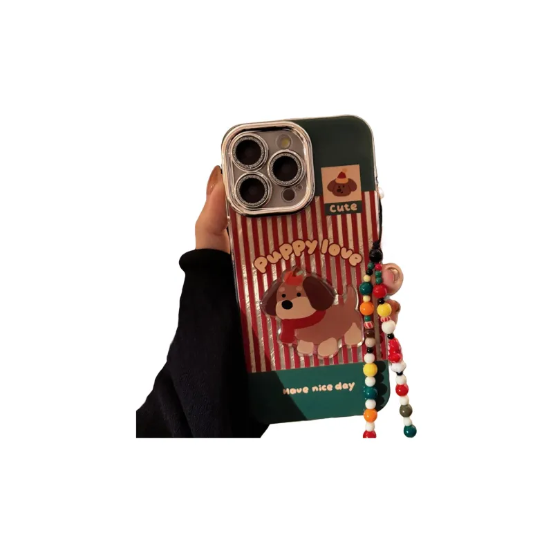 Cuttlefish Grid TPU Material Red Stripe Bacon Dog Phone Case Compatible With Apple 16/15/14/13/12/11-1