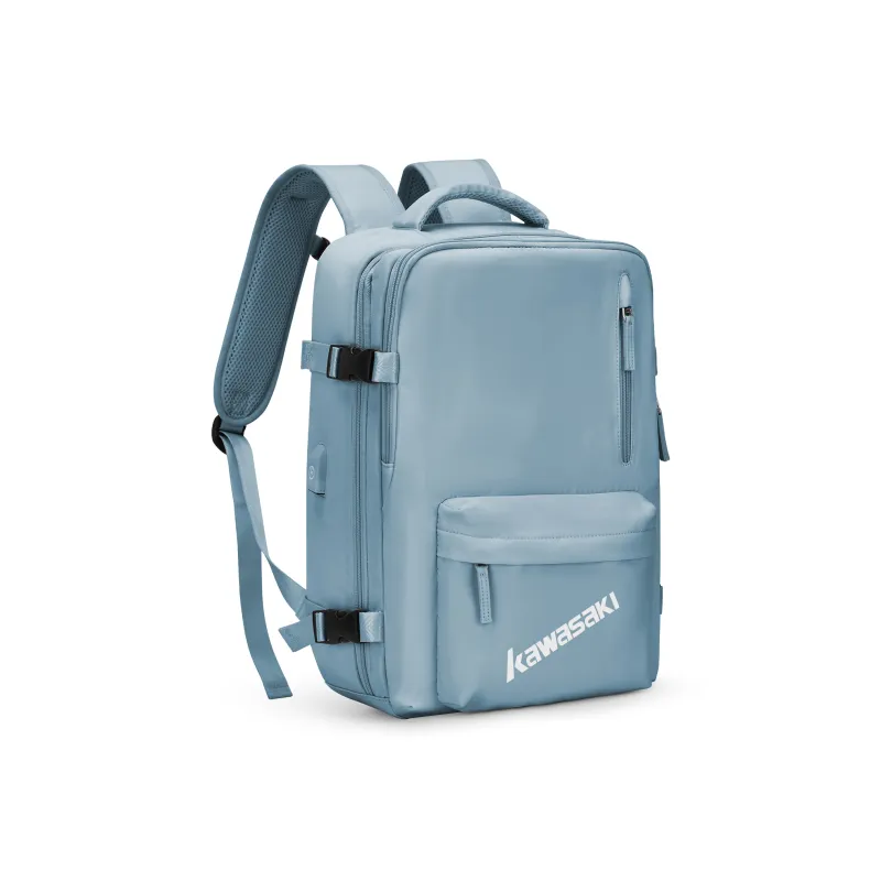 Kawasaki Fabric Backpack Travel Bag Laptop Bag Regular Unisex Black/Ecru/Light Blue-6