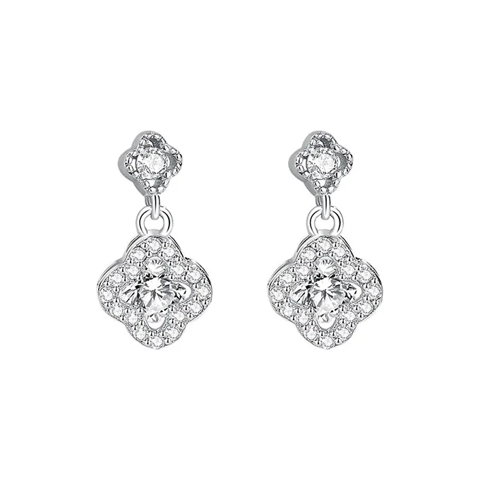 Heart Grass S925 Silver Stud Earrings Women's-0