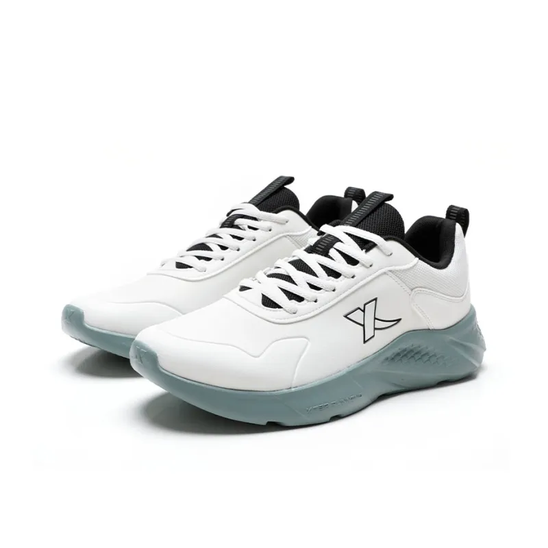 XTEP Non slip Wear resistant Shock Absorption Low Top Casual Running Shoes Men's Sail White Silver Fish Green-2